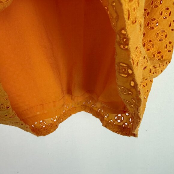 J. Crew Factory Eyelet Puff-Sleeve Top Short Sleeve Orange Size XS EUC - Picture 5 of 12